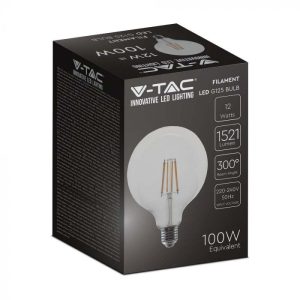 LED крушка 12W E27 G125 6500K филамент VT-2143 V-TAC | AVStore