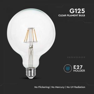 LED крушка 12W E27 G125 6500K филамент VT-2143 V-TAC | AVStore