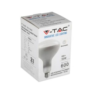 LED крушка 8W E27 4000K прав филамент VT-2198D V-TAC | AVStore