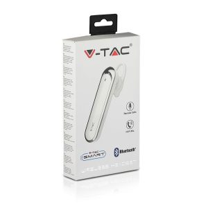 Bluetooth слушалка с микро USB зареждане Wireless Headset VT-6800 V-TAC бяла | AVStore