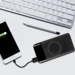 Външна батерия с безжично зареждане Power Bank USB C, microUSB 10000 mAh черна | AVStore