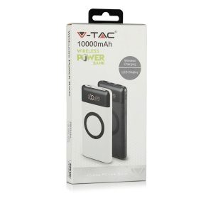 Външна батерия с безжично зареждане Power Bank USB C, microUSB 10000 mAh черна | AVStore
