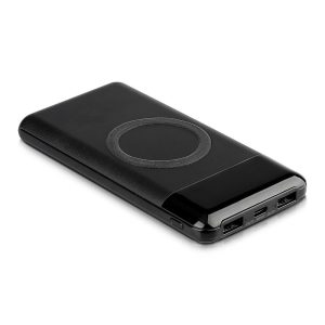 Външна батерия с безжично зареждане Power Bank USB C, microUSB 10000 mAh черна | AVStore