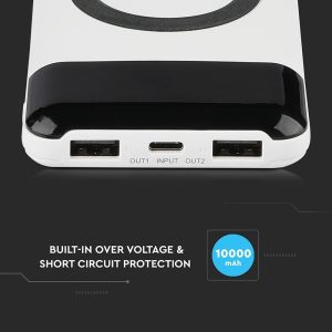 Външна батерия с безжично зареждане Power Bank USB C, microUSB 10000 mAh черна | AVStore