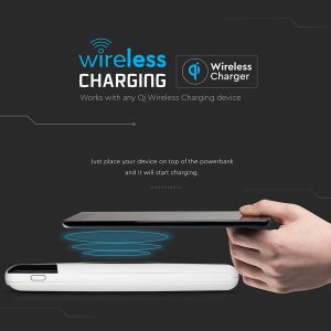 Външна батерия с безжично зареждане Power Bank USB C, microUSB 10000 mAh черна | AVStore