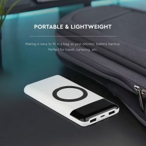 Външна батерия с безжично зареждане Power Bank USB C, microUSB 10000 mAh черна | AVStore