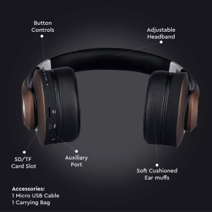 Bluetooth безжични регулируеми слушалки VT-6322 V-TAC кафяви | AVStore