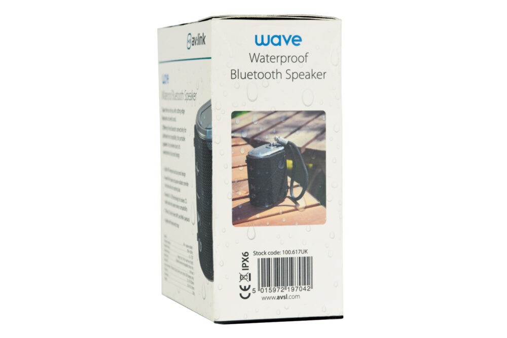 100618UK_PS4 Водоустойчива Bluetooth преносима тонколонка AV:LINK Wave с вградена батерия, сива | AVStore