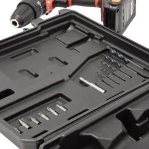 Акумулаторен ударен винтоверт бормашина 18V комплект с куфар, 12 аксесоара, батерия | AVStore