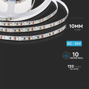 LED лента 7.2W/M 6000K IP20 24V двойно PCB VT-2835-120 ролка 10 метра | AVStore