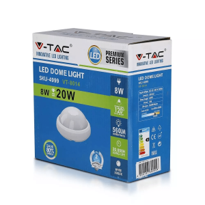 LED плафон бял 8W 3000K Ф180 кръгъл VT-8014 V-TAC | AVStore