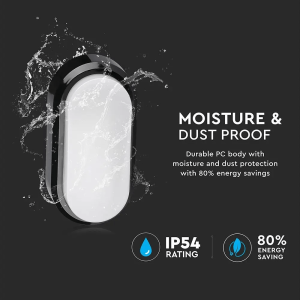 LED плафон черен 8W 3000K овален VT-8038 V-TAC | AVStore