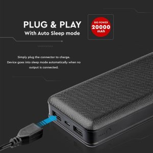 Външна батерия Power Bank, Micro USB 20000 mAh VT-3502 V-TAC черна | AVStore