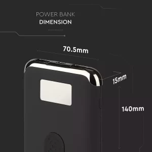 Външна батерия с безжично зареждане Power Bank 10000 mAh, гумено покритие, microUSB черна | AVStore