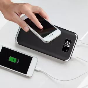 Външна батерия с безжично зареждане Power Bank 10000 mAh, гумено покритие, microUSB черна | AVStore