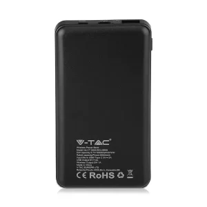 Външна батерия с безжично зареждане Power Bank USB C, microUSB 10000 mAh черна | AVStore