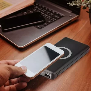 Външна батерия с безжично зареждане Power Bank USB C, microUSB 10000 mAh черна | AVStore