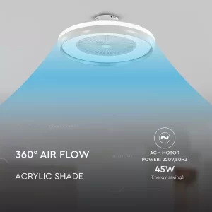 LED плафон с вентилатор 45W 3в1 Ф600 с дистанционно управление кръгъл сив VT-5022 V-TAC | AVStore