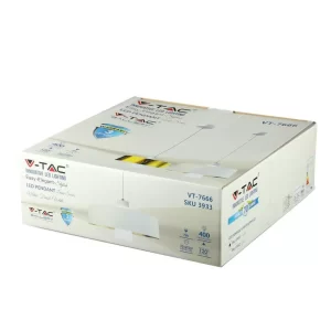 LED пендел акрил бял абажур 7W 4000K V-TAC VT-7666 | AVStore