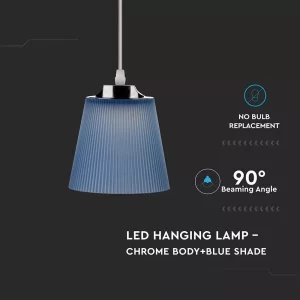 LED пендел хром син абажур 7W 4000K V-TAC VT-1036 | AVStore