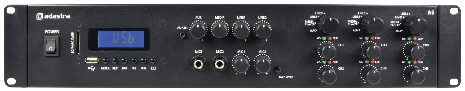 953.406UK ADASTRA A6 Amplifier 6x200W – 2 Професионален мултизонов усилвател Adastra A6 1200W | AVStore