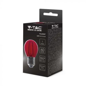 LED червена крушка 2W E27 филамент VT-2132 V-TAC | AVStore