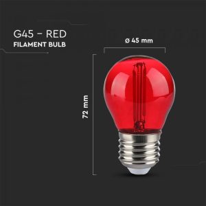 LED червена крушка 2W E27 филамент VT-2132 V-TAC | AVStore