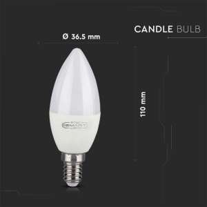 LED крушка SMART 4.8W E14 RGB+WW-CW Wi-Fi управление VT-5114 V-TAC | AVStore
