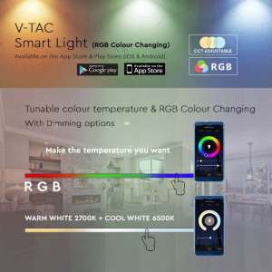LED крушка SMART 4.8W E14 RGB+WW-CW Wi-Fi управление VT-5114 V-TAC | AVStore