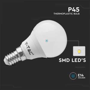 3 броя LED крушка 4.5W P45 3000K VT-2156 V-TAC E14 | AVStore