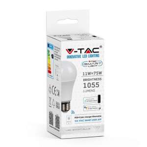 LED крушка SMART 11W A60 RGB+WW+CW Wi-Fi управление VT-5113 V-TAC E27 | AVStore