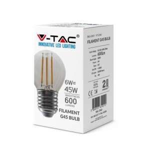 LED крушка 6W G45 4000K филамент VT-2486 V-TAC E27 | AVStore