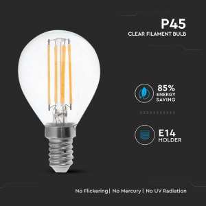 LED крушка 6W P45 6400K филамент VT-2486 V-TAC E14 | AVStore