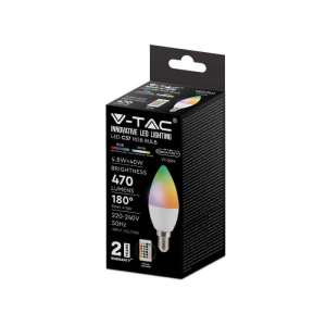 LED крушка SMART с дистанцианно управление 4.8W E14 RGB+4000K VT-2214 V-TAC | AVStore