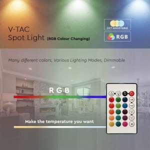 LED луничка SMART с дистанционно управление 4.8W GU10 RGB+4000K VT-2244 V-TAC | AVStore