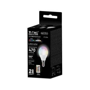 LED крушка SMART с дистанцианно управление 4.8W P45 E14 RGB+3000K VT-2234 V-TAC | AVStore