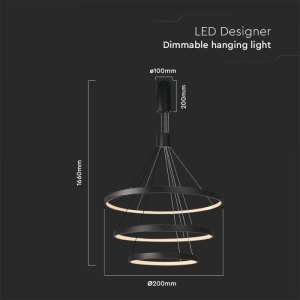 LED пендел висящ 46W 3000K V-TAC VT-7924 черен | AVStore