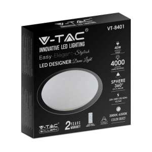 LED плафон кръгъл/блестящ  40/20W 3в1 с дистанционно управление VT-8401 V-TAC бял | AVStore
