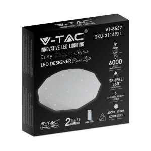 LED плафон кръгъл/блестящ 60/30W 3в1 с дистанционно управление VT-8557 V-TAC бял | AVStore