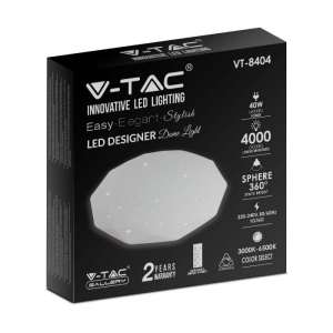 LED плафон кръгъл/диамант 40/20W 3в1 с дистанционно управление VT-8404 V-TAC бял | AVStore
