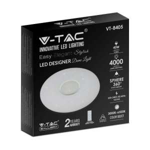 LED плафон кръгъл/блестящ 40/20W 3в1 с дистанционно управление VT-8405 V-TAC бял | AVStore