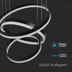 LED пендел 3 ринга 86W 3000K V-TAC VT-82-3D черен | AVStore