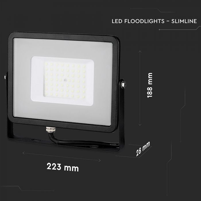 21407-d LED прожектор 50W 4000K Samsung чип VT-50 V-TAC черен | AVStore
