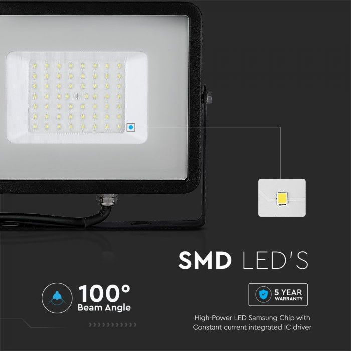 21407-i1 LED прожектор 50W 4000K Samsung чип VT-50 V-TAC черен | AVStore