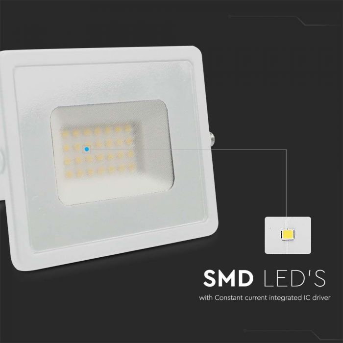 215956-i1_1 LED прожектор 30W 6500K SMD чип VT-4031 V-TAC бял | AVStore