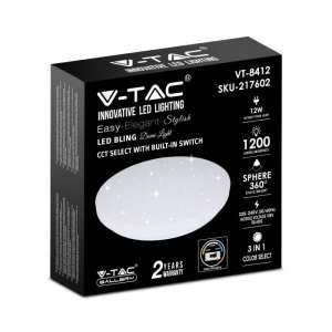 LED плафон кръгъл/блестящ 12W 3в1 VT-8412 V-TAC бял | AVStore