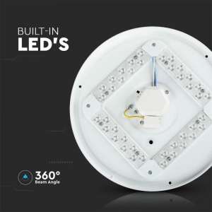 LED плафон кръгъл/блестящ 24W 3в1 VT-8424 V-TAC бял | AVStore