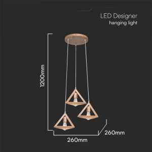 Дървен пендел с три крушки V-TAC VT-7977 | AVStore