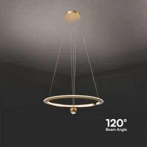 LED пендел с регулируем кабел 45W 3000K V-TAC VT-10126 златист | AVStore