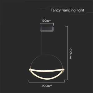 LED пендел Ø400mm 12W 3000K V-TAC VT-10124 черен | AVStore